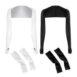 MEMOFYND 2 Stück Sonnenschutz-Schal-Armstulpen mit 2 Ärmeln, Sonnenschutz-Armstulpen, UV-Schutz-Armstulpen, kühlende Armstulpen für Outdoor-Sport, Laufen, Radfahren (schwarz, weiß) von MEMOFYND