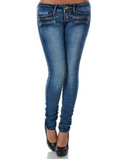MEMZORO Damen Jeans Hose Skinny Röhre Stretch Denim Größe 38 Farbe Dunkelblau von MEMZORO