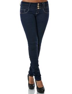 MEMZORO Damen Skinny Jeanshose Stretch Jeans Hosen High Waist Größe 34 Farbe Blau von MEMZORO