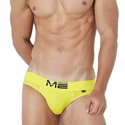 MENCCINO Herren Unterwäsche Unterhose Sexy Brief Slip (Gelb, XL (Europe Size M)) von MENCCINO