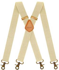 MENDENG Hosenträger für Herren, robust, drehbare Haken, Retro-X-Rücken, verstellbare Hosenträger - Beige - Einheitsgröße von MENDENG