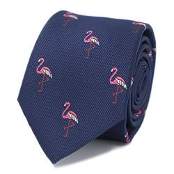 MENDEPOT Flamingo-Krawatte mit Box, Mikrofaser, Jacquard, Flamingo-Muster, Herren-Krawatte, Hochzeitsanzug, Accessoire, von MENDEPOT