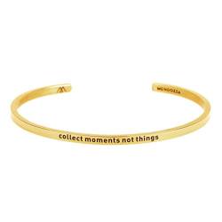 MENDOZZA Armreif Damen Edelstahl Sprucharmreif mit Gravur "collect moments" Größenverstellbar Silber Gold Rosegold (Gold, 16) von MENDOZZA