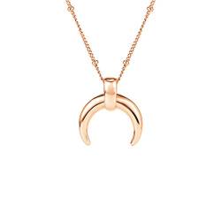 MENDOZZA Damen Hals-Kette Halb-Mond Silber Gold Roségold Edelstahl Sichel Collier 18 Karat Damen-Schmuck (Rosegold, 50) von MENDOZZA