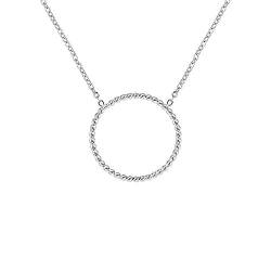 MENDOZZA Hals-Kette Ring Ketten-Anhänger Edelstahl 18 Karat Damen-Schmuck Silber Gold Roségold Ring 46 cm (Silber, 46) von MENDOZZA