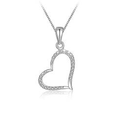 MENDOZZA Herz Kette 925er Sterling Silber Damen-Kette Herzchen Anhänger Silber 50 cm von MENDOZZA