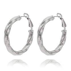 MENDOZZA Pure Creolen Twisted Style Damen Designer Ohrringe Edelstahl Hoops Silber Ø 40 mm von MENDOZZA