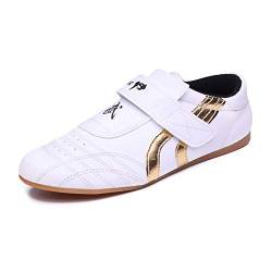 MENG Taekwondo Schuhe, Atmungsaktiv Kampfsport Turnschuhe, Sport Boxen Kung Fu Taichi Leichte Schuhe for Erwachsene und Kinder (Color : Gold, Size : 39) von MENG