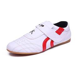 MENG Taekwondo Schuhe, Atmungsaktiv Kampfsport Turnschuhe, Sport Boxen Kung Fu Taichi Leichte Schuhe for Erwachsene und Kinder (Color : Red, Size : 41) von MENG