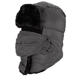 MEOKEY Fliegermütze Wintermütze Unisex,Trappermütze mit Gesichtsmaske & Ohrenklappen, Fliegermütze aus Kunstfell für Eislaufen, Skifahren und andere Outdoor-Aktivitäten - Grau von MEOKEY