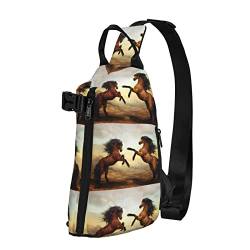 Mini-Rucksack mit springendem Pferd, kleiner Wandern, Tagesrucksack, Reisen, Outdoor-Sporttasche für Damen und Herren, Schwarz, Einheitsgröße von MEPED