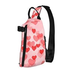 Rote Herzen Mini Sling Rucksack, kleiner Wanderrucksack, Tagesrucksack, Reise-Outdoor-Sporttasche für Damen und Herren, Schwarz, Einheitsgröße von MEPED