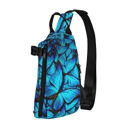 Sling Bag, Multipurpose Crossbody Many Blue Butterfly Sling Backpack Shoulder Chest Bag Travel Hiking Daypack, Black, One Size, Black, One Size, Schwarz , Einheitsgröße, Europäischer und von MEPED
