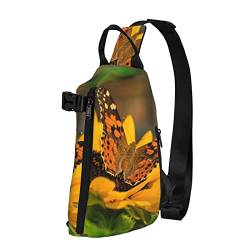 Sonnenblumen-Schmetterling-Mini-Rucksack, kleiner Wandern, Tagesrucksack, Reisen, Outdoor-Sporttasche für Damen und Herren, Schwarz, Einheitsgröße von MEPED