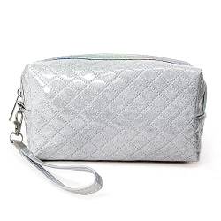 MEPLUS FASHION Kleine Make-up-Tasche für Geldbörse, Reißverschluss, Kosmetik-Organizer für Damen und Mädchen, Glänzender Glitzer – Silber, Small von MEPLUS FASHION