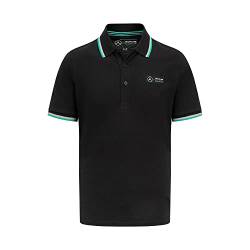 Mercedes AMG Petronas, Klassisches Herren-Poloshirt, 2023, schwarz, 100 % Baumwoll-Piqué, offizieller Merchandise-Artikel von MERCEDES AMG PETRONAS