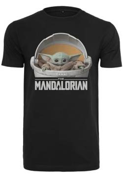 MERCHCODE Herren Baby Yoda Mandalorian Logo Tee M Black von MERCHCODE