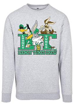 MERCHCODE Herren Looney Tunes Crew Crewneck Grey XL T-Shirt, Grau, X-Large von MERCHCODE