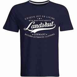 Landshut T-Shirt mit Breitengrad Längengrad Koordinaten GPS Stadt Souvenir Geschenk (Herren, Schwarz, Weiß, Navy), Farbe: Navy, Größe: XL von MERCHIFY