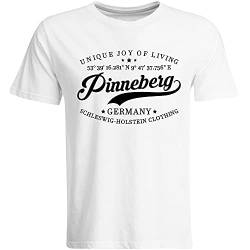 Pinneberg T-Shirt mit Breitengrad Längengrad Koordinaten GPS Stadt Souvenir Geschenk (Herren, Schwarz, Weiß, Navy), Farbe: Weiß, Größe: S von MERCHIFY