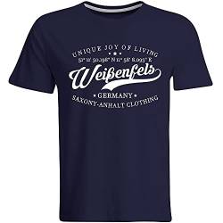 Weißenfels T-Shirt mit Breitengrad Längengrad Koordinaten GPS Stadt Souvenir Geschenk (Herren, Schwarz, Weiß, Navy), Farbe: Navy, Größe: XL von MERCHIFY