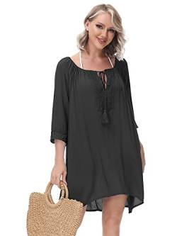 MERCIYD Damen Strandkleid Sommer Strandponcho Strandurlaub Badeanzug Bikini Cover-Ups (Schwarz) von MERCIYD