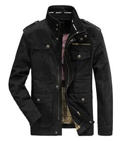 MERCIYD Herren Übergangsjacke Cargo Jacke Männer Stehkragen Baumwolle Jacke Multi Taschen Armeejacke WinteJacke HerbstJacke Casual Windbreaker von MERCIYD