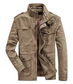 MERCIYD Herren Übergangsjacke Cargo Jacke Männer Stehkragen Baumwolle Jacke Multi Taschen Armeejacke WinteJacke HerbstJacke Casual Windbreaker von MERCIYD