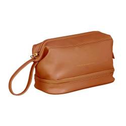 Generic Damen-Kosmetik-Aufbewahrungstasche, Damen-Make-up-Tasche, Fächer, Reise-Kulturbeutel, Badezimmer-Kosmetik-Organizer für Accessoires, braun von MERIGLARE