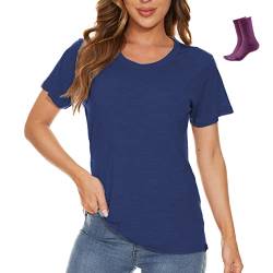 MERINNOVATION Merinowolle T-Shirt Damen Wandern und Outdoor Atmungsaktiv und Geruchsneutral Merino Unterwäsche Base Layer + Merinowolle Socks von MERINNOVATION