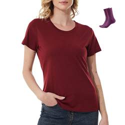 MERINNOVATION Merinowolle T-Shirt Damen Wandern und Outdoor Atmungsaktiv und Geruchsneutral Merino Unterwäsche Base Layer + Merinowolle Socks von MERINNOVATION