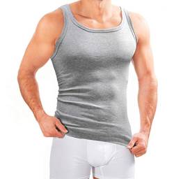 MERISH 5er Pack Herren Unterhemd Weiss Feinripp Weiß Tank Top Baumwolle T-Shirt 400 (4XL, 400 5er Pack Grau) von MERISH