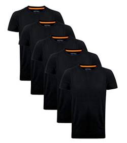 MERISH Herren 5er Pack Einfarbige T-Shirts Rundhalsausschnitt 444 (M, 444a 5er Set Schwarz) von MERISH