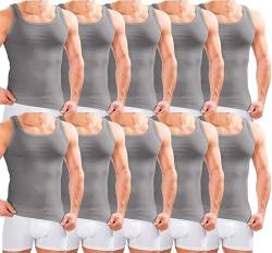 MERISH Herren Unterhemd 5er Pack / 10er Pack Tank Top Feinripp Baumwolle Weiß T-Shirt 400 (4XL, 400c-10er Pack Grau) von MERISH