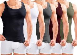 MERISH Herren Unterhemd 5er Pack / 10er Pack Tank Top Feinripp Baumwolle Weiß T-Shirt 400 (4XL, 400e 5er Set Mehrfarbig) von MERISH