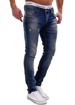 MERISH Jeans Herren Destroyed Hose Used-Look Jeanshose Männer Denim 2081-1001 (30-32, 1003 Blau) von MERISH
