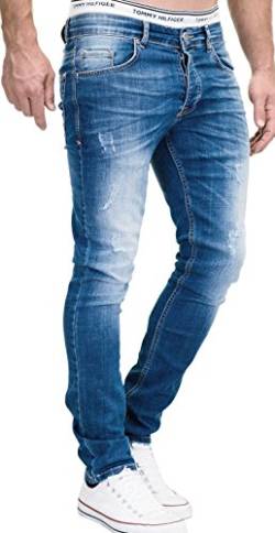 MERISH Jeans Herren Slim Fit Jeanshose Stretch Designer Hose Denim 501 (33-32, 501-2 Mittelblau) von MERISH