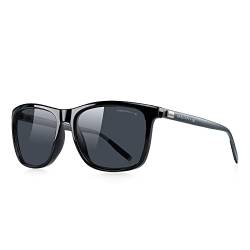MERRY'S Unisex Sonnenbrille aus polarisiertem Aluminium, Vintage-Stil, Sonnenbrille für Damen und Herren, S8286, 0c01 schwarzer Rahmen, schwarze Linse, graue Bügel, Einheitsgröße von MERRY'S