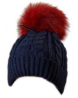 Mütze Echtfellbommel Pudelmütze ECHTFELL Bommelmütze Hat Real Fur Handmade Fellbommel Echt Fell Strickmütze Bommel Pelzbommel Fuchs Fox Raccoon Pelz von MERRYLAND