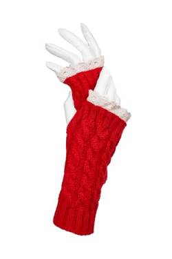 MERSADA Handschuhe ohne Finger Handstulpen Fäustlinge Damen fingerlose Handschuhe mit Spitze (rot) von MERSADA