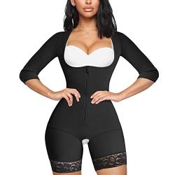 MERYOSZ Ganzkörper-Taillentrainer für Damen, Reißverschluss, Bauchkontrolle, Bodysuit, Oberarm, Shaper offene Brust, schlankeres Korsett, Shapewear, Schwarz, S von MERYOSZ