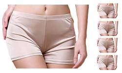 MESHIKAIER Damen Nahtlos Seide Taillenslips Damen Weich Boxer Slip Panties Hipsters Unterhose (5 Pack(Beige), Large) von MESHIKAIER