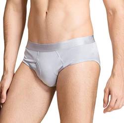 MESHIKAIER Herren 100% Seide Slip Elastisch Unterhose Unterwäsche Atmungsaktiv und Komfortabel (Label Size XXXL: DE56-58(DE Size XL), Silbergrau) von MESHIKAIER