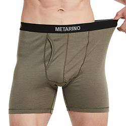 METARINO Herren-Unterhose aus Merinowolle, weich, bequem, atmungsaktiv, feuchtigkeitsableitend, Sportunterhose, Grün , Large von METARINO