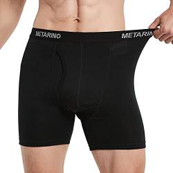 METARINO Herren-Unterhose aus Merinowolle, weich, bequem, atmungsaktiv, feuchtigkeitsableitend, Sportunterhose, Schwarz, Large von METARINO