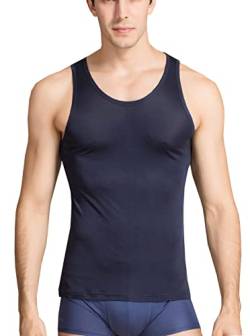 METWAY Herren Seide Tank Tops Super saugfähig und atmungsaktiv Reine Seide Unterhemd/Ärmellos Seide Classic A Shirts, Dunkelblau, Mittel von METWAY