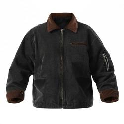 MEYOCEYO Herren Bomberjacke Detroit Jacke Übergangsjacke Trucker Jacke Outdoor Freizeitjacke US Fliegerjacke mit Innentasche Schwarz XL von MEYOCEYO