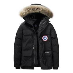 MEYOCEYO Winterparka Herren Parka Jacke Gefüttert Winterjacke Outdoor Kapuzenjacke Warme Jacke Winddicht Parka Schwarz 8XL von MEYOCEYO