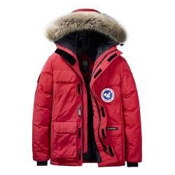 MEYOCEYO Winterparka Herren Parka Jacke Warme Jacke Gefüttert Winterjacke Outdoor Kapuzenjacke Winddicht Parka Rote 8XL von MEYOCEYO