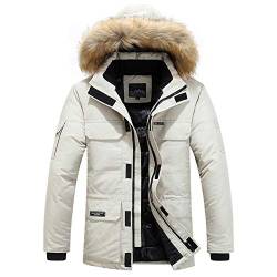 MEYOCEYO Winterparka Herren Winterjacke Gefüttert Parka Jacke Outdoor Parka Warme Wintermantel mit Kapuze Jacke Beige M von MEYOCEYO